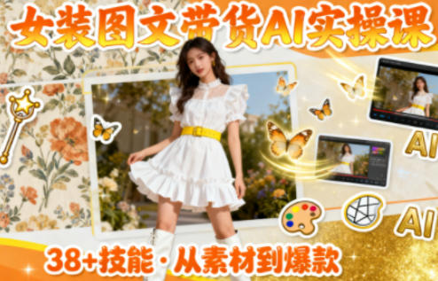 女装图文带货的AI实操课，覆盖38个实用技能，快速提升素材制作效率-全网第一网赚项目资源库-中赚网 & 中创网 & 冒泡网 & 福缘网 - 小本轻创业与优质加盟项目首选平台