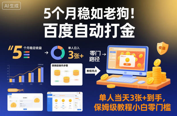 5个月稳如老狗！百度自动打金，单人当天3张+到手，保姆级教程小白零门槛【揭秘】-全网第一网赚项目资源库-中赚网 & 中创网 & 冒泡网 & 福缘网 - 小本轻创业与优质加盟项目首选平台