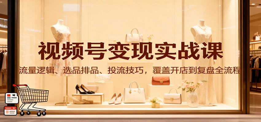视频号变现实战课：流量逻辑、选品排品、投流技巧，覆盖开店到复盘全流程-全网第一网赚项目资源库-中赚网 & 中创网 & 冒泡网 & 福缘网 - 小本轻创业与优质加盟项目首选平台