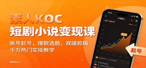 素人KOC短剧小说变现课：账号起号，爆款选题，双端剪辑，千万热门实操教学-全网第一网赚项目资源库-中赚网 & 中创网 & 冒泡网 & 福缘网 - 小本轻创业与优质加盟项目首选平台
