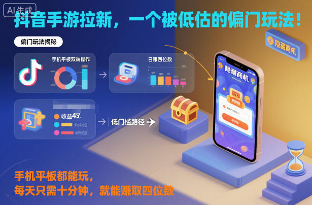 抖音手游拉新，一个被低估的偏门玩法！手机平板都能玩，每天只需十分钟，就能賺取四位数【揭秘】-全网第一网赚项目资源库-中赚网 & 中创网 & 冒泡网 & 福缘网 - 小本轻创业与优质加盟项目首选平台