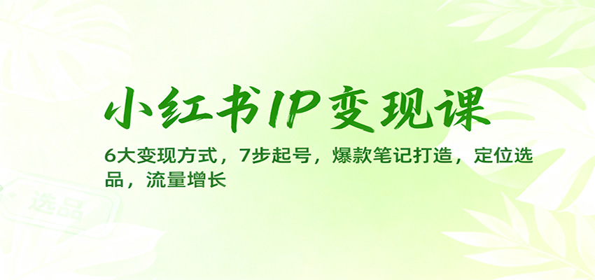 小红书IP变现课：6大变现方式，7步起号，爆款笔记打造，定位选品，流量增长-全网第一网赚项目资源库-中赚网 & 中创网 & 冒泡网 & 福缘网 - 小本轻创业与优质加盟项目首选平台
