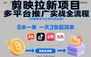 剪映拉新项目多平台推广实战全流程(抖音快手小红书今日头条)，8米一单，一天3张超简单-全网第一网赚项目资源库-中赚网 & 中创网 & 冒泡网 & 福缘网 - 小本轻创业与优质加盟项目首选平台