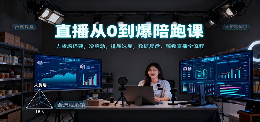 直播从0到爆陪跑课：人货场搭建，冷启动，排品选品，数据复盘，解锁直播全流程-全网第一网赚项目资源库-中赚网 & 中创网 & 冒泡网 & 福缘网 - 小本轻创业与优质加盟项目首选平台
