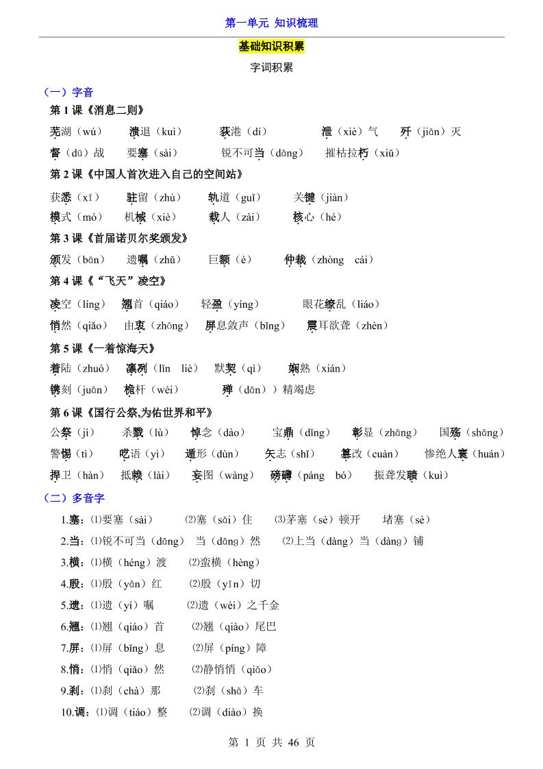 八年级上语文第1单元（知识梳理）-知识点-全网第一网赚项目资源库-中赚网 & 中创网 & 冒泡网 & 福缘网 - 小本轻创业与优质加盟项目首选平台