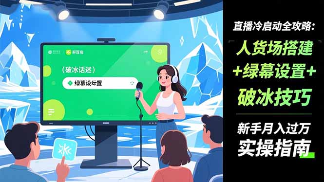 直播冷启动全攻略:人货场搭建+绿幕设置+破冰技巧，新手月入过万实操指南-全网第一网赚项目资源库-中赚网 & 中创网 & 冒泡网 & 福缘网 - 小本轻创业与优质加盟项目首选平台