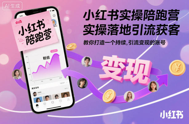 小红书实操陪跑营，实操落地引流获客，教你打造一个持续引流变现的账号-全网第一网赚项目资源库-中赚网 & 中创网 & 冒泡网 & 福缘网 - 小本轻创业与优质加盟项目首选平台