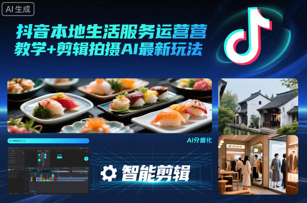 抖音本地生活服务运营教学+剪辑拍摄AI最新玩法-全网第一网赚项目资源库-中赚网 & 中创网 & 冒泡网 & 福缘网 - 小本轻创业与优质加盟项目首选平台