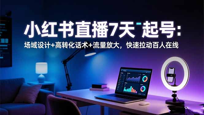 小红书直播7天起号：场域设计+高转化话术+流量放大，快速拉动百人在线-全网第一网赚项目资源库-中赚网 & 中创网 & 冒泡网 & 福缘网 - 小本轻创业与优质加盟项目首选平台