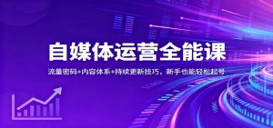 自媒体运营全能课：流量密码+内容体系+持续更新技巧，新手也能轻松起号-全网第一网赚项目资源库-中赚网 & 中创网 & 冒泡网 & 福缘网 - 小本轻创业与优质加盟项目首选平台