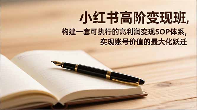 小红书高阶变现班，构建一套可执行的高利润变现SOP体系，实现账号价值的最大化跃迁-全网第一网赚项目资源库-中赚网 & 中创网 & 冒泡网 & 福缘网 - 小本轻创业与优质加盟项目首选平台