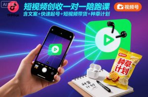 短视频创收一对一陪跑课，含文案+快速起号+短视频带货+种草计划-全网第一网赚项目资源库-中赚网 & 中创网 & 冒泡网 & 福缘网 - 小本轻创业与优质加盟项目首选平台