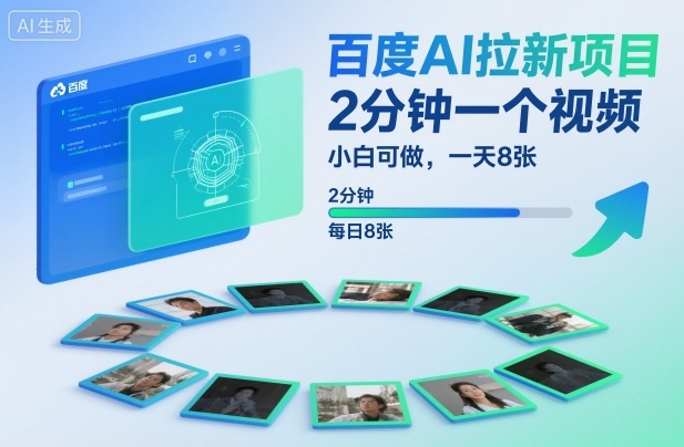 百度AI拉新项目，2分钟一个视频，小白可做，一天8张【附案例+保姆级教程】-全网第一网赚项目资源库-中赚网 & 中创网 & 冒泡网 & 福缘网 - 小本轻创业与优质加盟项目首选平台