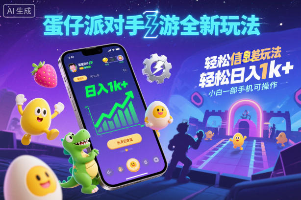 蛋仔派对手游全新玩法，轻松日入1k+，风口信息差玩法，当天见收益，小白一部手机可操作-全网第一网赚项目资源库-中赚网 & 中创网 & 冒泡网 & 福缘网 - 小本轻创业与优质加盟项目首选平台