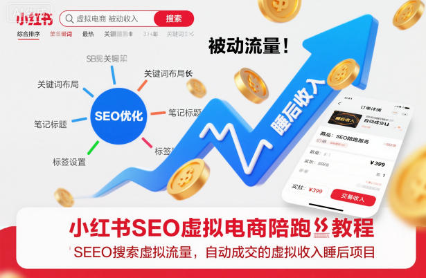 小红书SEO虚拟电商陪跑教程，实现seo搜索被动流量，自动成交的被动收入睡后项目-全网第一网赚项目资源库-中赚网 & 中创网 & 冒泡网 & 福缘网 - 小本轻创业与优质加盟项目首选平台