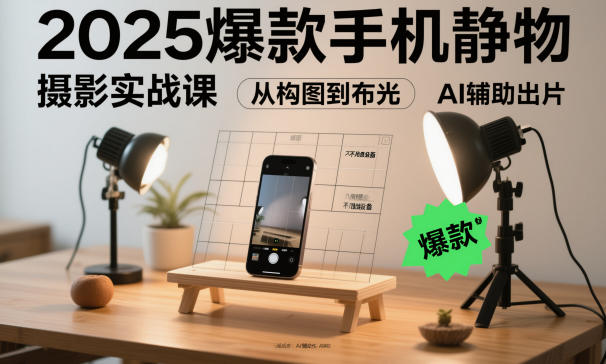 2025爆款手机静物摄影实战课，从构图到布光，不用贵设备，AI辅助出片-全网第一网赚项目资源库-中赚网 & 中创网 & 冒泡网 & 福缘网 - 小本轻创业与优质加盟项目首选平台