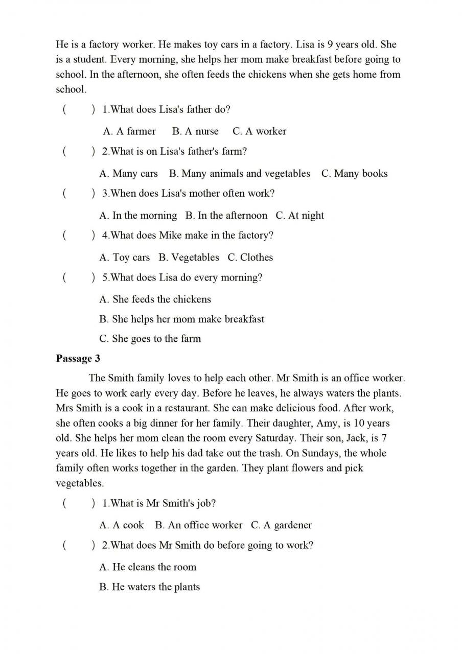 四年级上英语阅读理解重难点专项练习《PEP版》