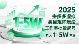 2025 拼多多虚拟类目矩阵玩法，工作室批量起号，月入 1-5W 不难-全网第一网赚项目资源库-中赚网 & 中创网 & 冒泡网 & 福缘网 - 小本轻创业与优质加盟项目首选平台