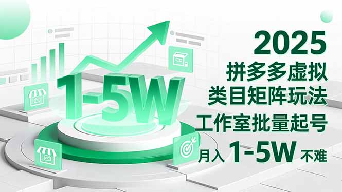 2025 拼多多虚拟类目矩阵玩法，工作室批量起号，月入 1-5W 不难-全网第一网赚项目资源库-中赚网 & 中创网 & 冒泡网 & 福缘网 - 小本轻创业与优质加盟项目首选平台