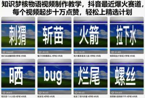 知识梦核物语视频制作教学，抖音最近爆火赛道，每个视频起步十万点赞，轻松上精选计划-全网第一网赚项目资源库-中赚网 & 中创网 & 冒泡网 & 福缘网 - 小本轻创业与优质加盟项目首选平台