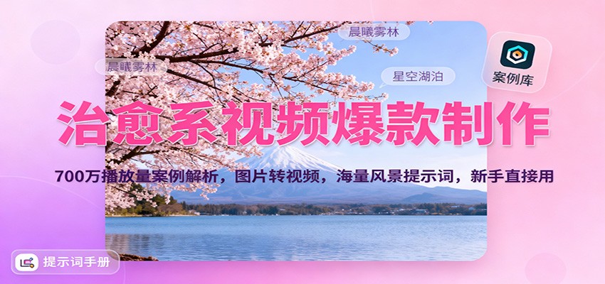 治愈系视频爆款制作，700万播放量案例解析，图片转视频，海量风景提示词，新手直接用-全网第一网赚项目资源库-中赚网 & 中创网 & 冒泡网 & 福缘网 - 小本轻创业与优质加盟项目首选平台