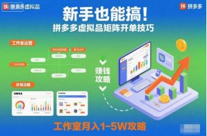 新手也能搞！拼多多虚拟品矩阵开单技巧，工作室月入1-5W攻略【揭秘】-全网第一网赚项目资源库-中赚网 & 中创网 & 冒泡网 & 福缘网 - 小本轻创业与优质加盟项目首选平台