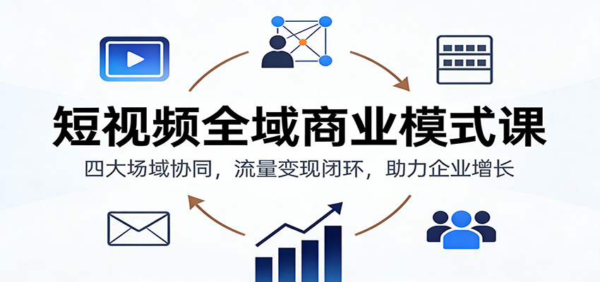 短视频全域商业模式课：四大场域协同，流量变现闭环，助力企业增长-全网第一网赚项目资源库-中赚网 & 中创网 & 冒泡网 & 福缘网 - 小本轻创业与优质加盟项目首选平台