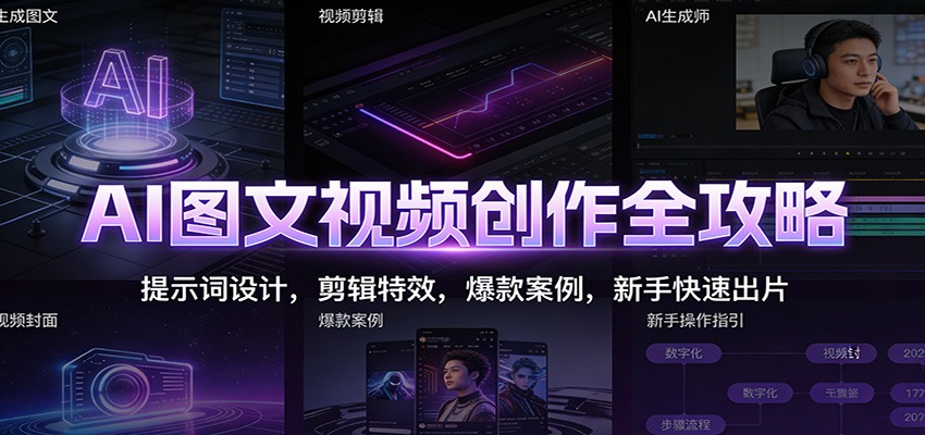 AI图文视频创作全攻略：提示词设计，剪辑特效，爆款案例，新手快速出片-全网第一网赚项目资源库-中赚网 & 中创网 & 冒泡网 & 福缘网 - 小本轻创业与优质加盟项目首选平台