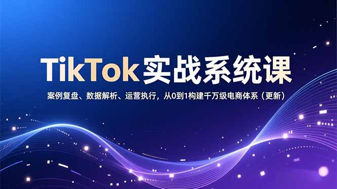 TikTok实战系统课，案例复盘、数据解析、运营执行，从0到1构建千万级电商体系(更新-全网第一网赚项目资源库-中赚网 & 中创网 & 冒泡网 & 福缘网 - 小本轻创业与优质加盟项目首选平台