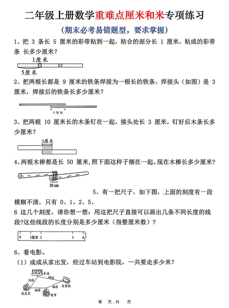 二上数学重难点厘米和米应用题易错专项练习（含答案10页）-全网第一网赚项目资源库-中赚网 & 中创网 & 冒泡网 & 福缘网 - 小本轻创业与优质加盟项目首选平台