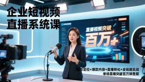 企业短视频直播系统课，账号定位+爆款内容+直播转化+全链路实战，单场直播突破百万销售额-全网第一网赚项目资源库-中赚网 & 中创网 & 冒泡网 & 福缘网 - 小本轻创业与优质加盟项目首选平台