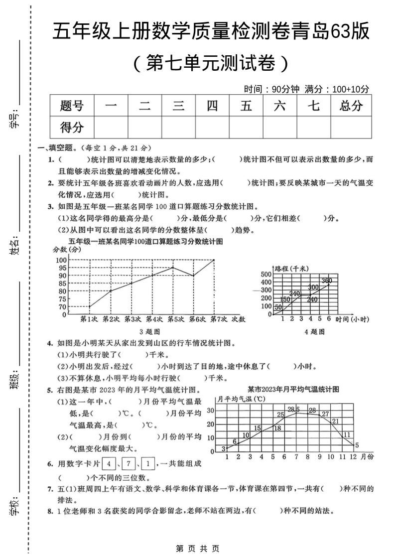 五年级上数学第七单元质量检测卷《青岛63版》-全网第一网赚项目资源库-中赚网 & 中创网 & 冒泡网 & 福缘网 - 小本轻创业与优质加盟项目首选平台