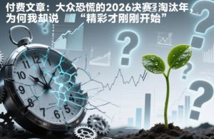 付费文章:大众恐慌的2026决赛淘汰年,为何我却说“精彩才刚刚开始”?-全网第一网赚项目资源库-中赚网 & 中创网 & 冒泡网 & 福缘网 - 小本轻创业与优质加盟项目首选平台