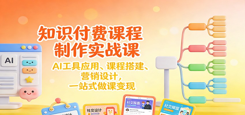 知识付费课程制作实战课：AI工具应用 、课程搭建、营销设计，一站式做课变现-全网第一网赚项目资源库-中赚网 & 中创网 & 冒泡网 & 福缘网 - 小本轻创业与优质加盟项目首选平台