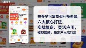 拼多多可复制盈利模型课，六大核心打法、实战复盘、灵活应用，模型清晰，稳定产出高利润-全网第一网赚项目资源库-中赚网 & 中创网 & 冒泡网 & 福缘网 - 小本轻创业与优质加盟项目首选平台