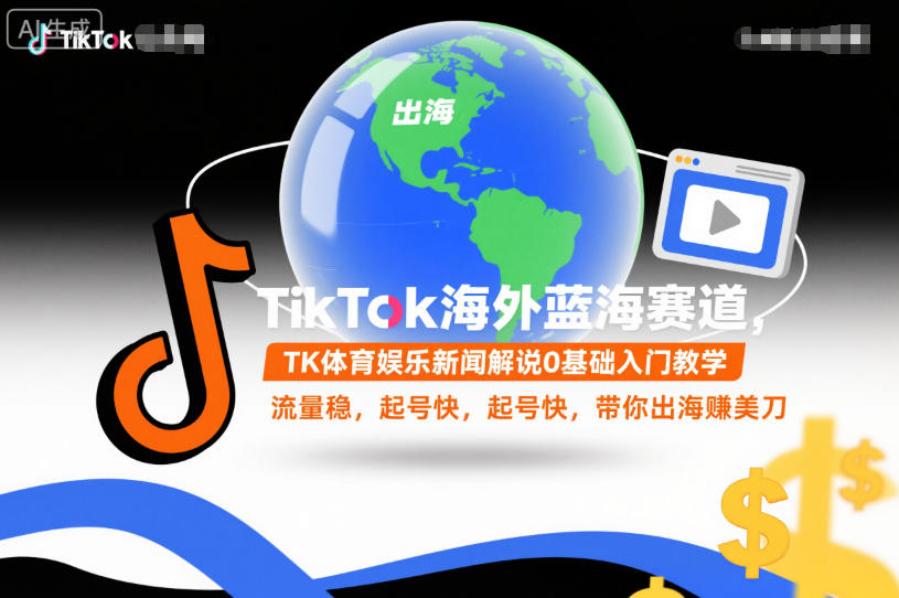 TikTok海外蓝海赛道，TK体育娱乐新闻解说0基础入门教学，流量稳，起号快，带你出海賺美刀-全网第一网赚项目资源库-中赚网 & 中创网 & 冒泡网 & 福缘网 - 小本轻创业与优质加盟项目首选平台