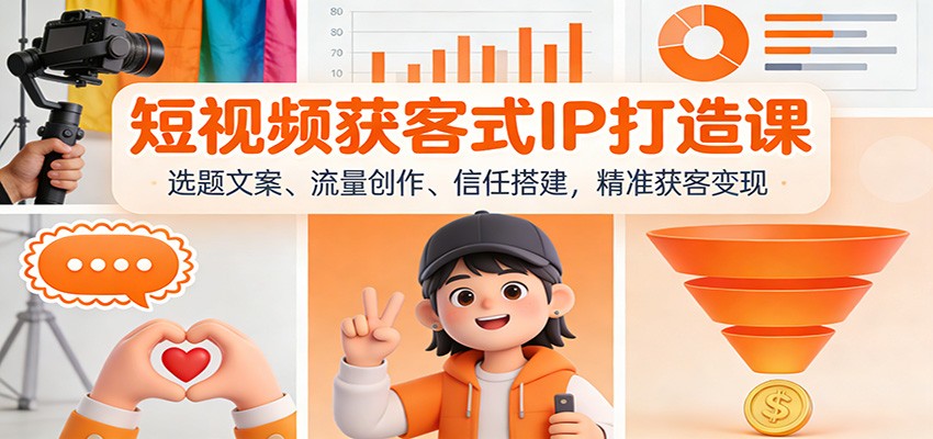 短视频获客式IP打造课：选题文案、流量创作、信任搭建，精准获客变现-全网第一网赚项目资源库-中赚网 & 中创网 & 冒泡网 & 福缘网 - 小本轻创业与优质加盟项目首选平台
