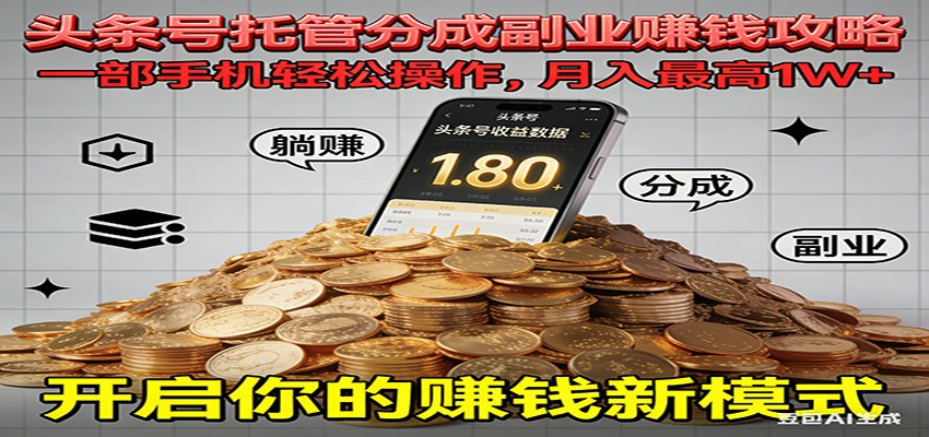 全程托管今日头条，一部手机就可以开干，最高躺赚1W+-全网第一网赚项目资源库-中赚网 & 中创网 & 冒泡网 & 福缘网 - 小本轻创业与优质加盟项目首选平台