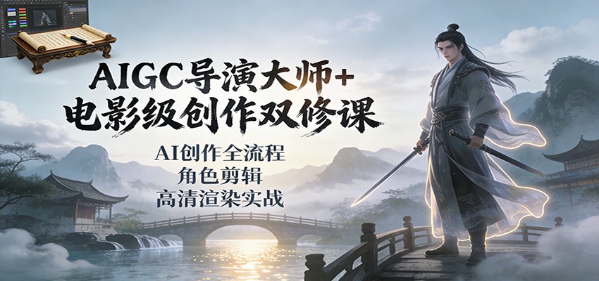 AIGC导演大师+电影级创作双修课：AI创作全流程、角色剪辑、高清渲染实战-全网第一网赚项目资源库-中赚网 & 中创网 & 冒泡网 & 福缘网 - 小本轻创业与优质加盟项目首选平台