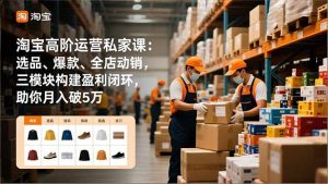 淘宝高阶运营私家课:选品、爆款、全店动销,三模块构建盈利闭环,助你月入破5万-全网第一网赚项目资源库-中赚网 & 中创网 & 冒泡网 & 福缘网 - 小本轻创业与优质加盟项目首选平台