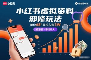 小红书虚拟资料邪修玩法，单价68，轻松入账3W，信息差玩法，市场庞大-全网第一网赚项目资源库-中赚网 & 中创网 & 冒泡网 & 福缘网 - 小本轻创业与优质加盟项目首选平台