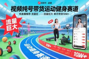 视频号带货运动健身赛道,纯直播推荐,流量巨大,单月带货10W+-全网第一网赚项目资源库-中赚网 & 中创网 & 冒泡网 & 福缘网 - 小本轻创业与优质加盟项目首选平台