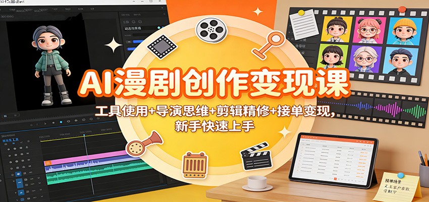 AI漫剧创作变现课：工具使用+导演思维+剪辑精修+接单变现，新手快速上手-全网第一网赚项目资源库-中赚网 & 中创网 & 冒泡网 & 福缘网 - 小本轻创业与优质加盟项目首选平台