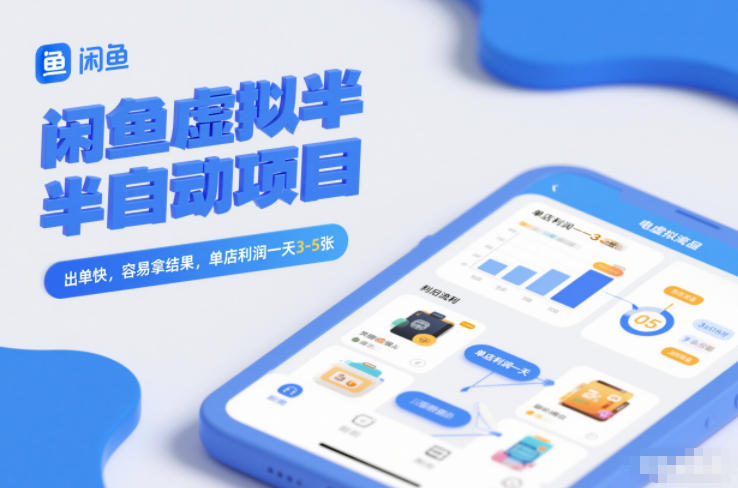 闲鱼虚拟半自动项目，出单快，容易拿结果，单店利润一天3-5张-全网第一网赚项目资源库-中赚网 & 中创网 & 冒泡网 & 福缘网 - 小本轻创业与优质加盟项目首选平台