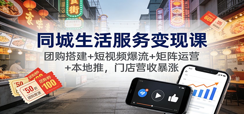 同城生活服务变现课：团购搭建+短视频爆流+矩阵运营+本地推，门店营收暴涨-全网第一网赚项目资源库-中赚网 & 中创网 & 冒泡网 & 福缘网 - 小本轻创业与优质加盟项目首选平台