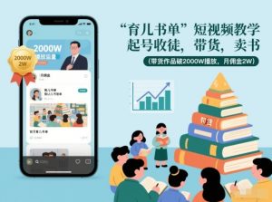 育儿书单短视频教学,起号收徒,带货,卖书(带货作品破2000W播放,月佣金2W)-全网第一网赚项目资源库-中赚网 & 中创网 & 冒泡网 & 福缘网 - 小本轻创业与优质加盟项目首选平台