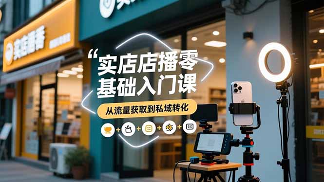 实体店播零基础入门课，实体店+短视频+直播+微信生态+私域社群，从流量获取到私域转化-全网第一网赚项目资源库-中赚网 & 中创网 & 冒泡网 & 福缘网 - 小本轻创业与优质加盟项目首选平台