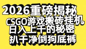 2026开年重磅解密，CSGO游戏搬砖挂G日入1k+的秘密，把倒狗的底裤扒干【揭秘】-全网第一网赚项目资源库-中赚网 & 中创网 & 冒泡网 & 福缘网 - 小本轻创业与优质加盟项目首选平台