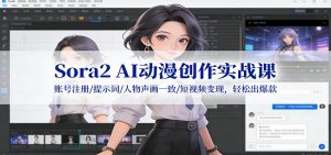 Sora2 AI动漫创作实战课：账号注册/提示词/人物声画一致/短视频变现，轻松出爆款-全网第一网赚项目资源库-中赚网 & 中创网 & 冒泡网 & 福缘网 - 小本轻创业与优质加盟项目首选平台