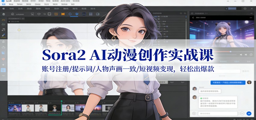 Sora2 AI动漫创作实战课：账号注册/提示词/人物声画一致/短视频变现，轻松出爆款-全网第一网赚项目资源库-中赚网 & 中创网 & 冒泡网 & 福缘网 - 小本轻创业与优质加盟项目首选平台